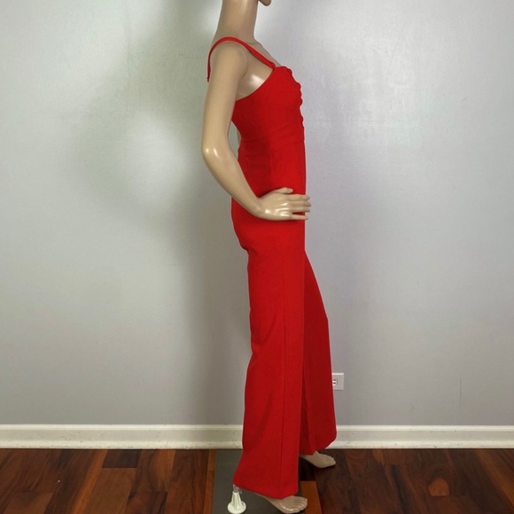 NEW NBD REVOLVE RED BUTTON-FRONT JUMPSUIT - Picture 5 of 7